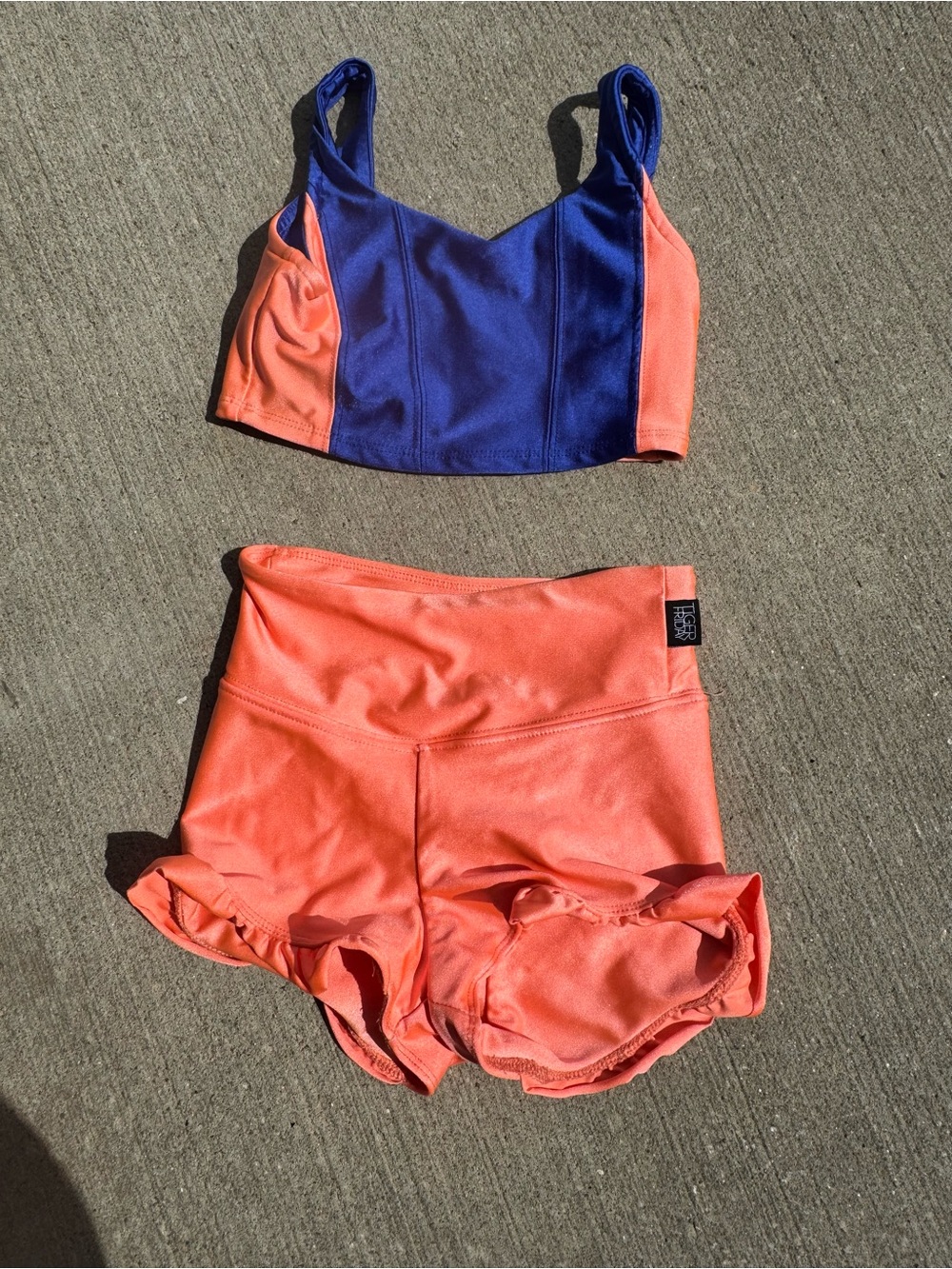 Kids Two-Piece Active Set in Coral and Royal Blue